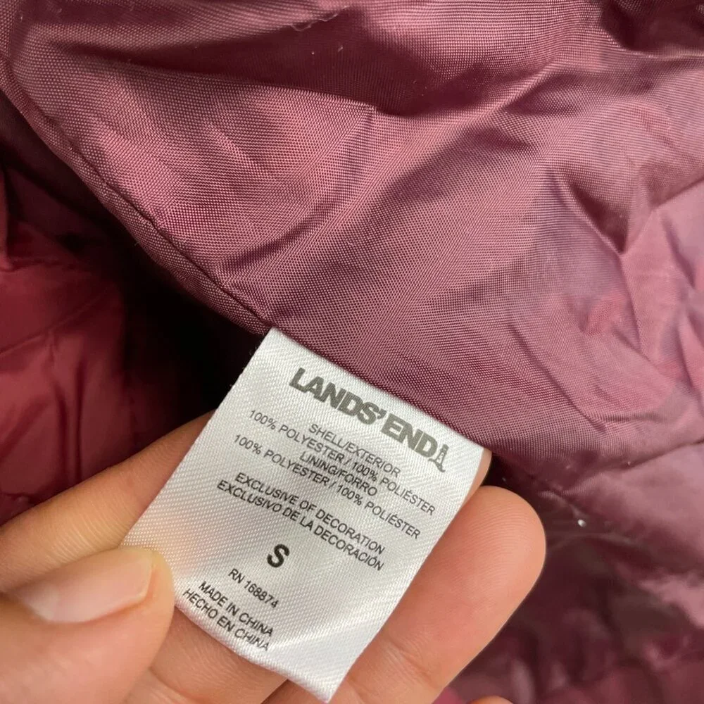NWOT Lands' End 2 in 1 Jacket Women's S Burgundy Quilted Hooded Parka Coat